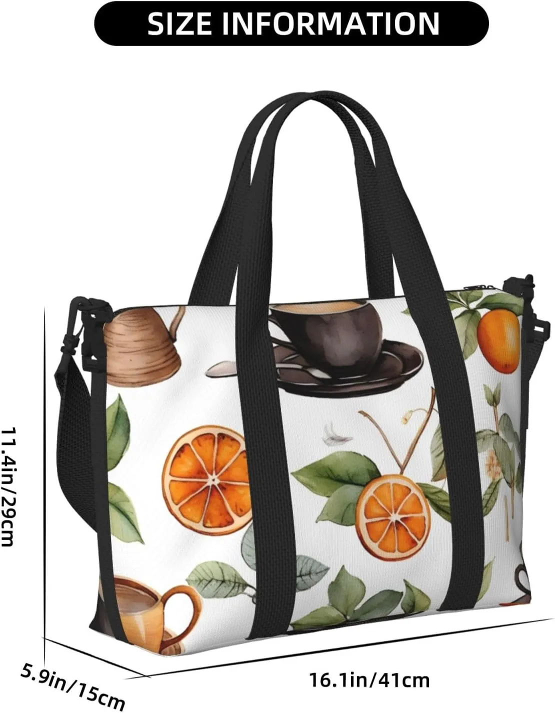 Travel Duffle Bag Orange Coffee Weekender Overnight Bags Luggage Bag for Women Men Waterproof Sports Gym Bag Hand Bag with Shoulder Strap