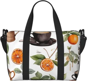 Travel Duffle Bag Orange Coffee Weekender Overnight Bags Luggage Bag for Women Men Waterproof Sports Gym Bag Hand Bag with Shoulder Strap
