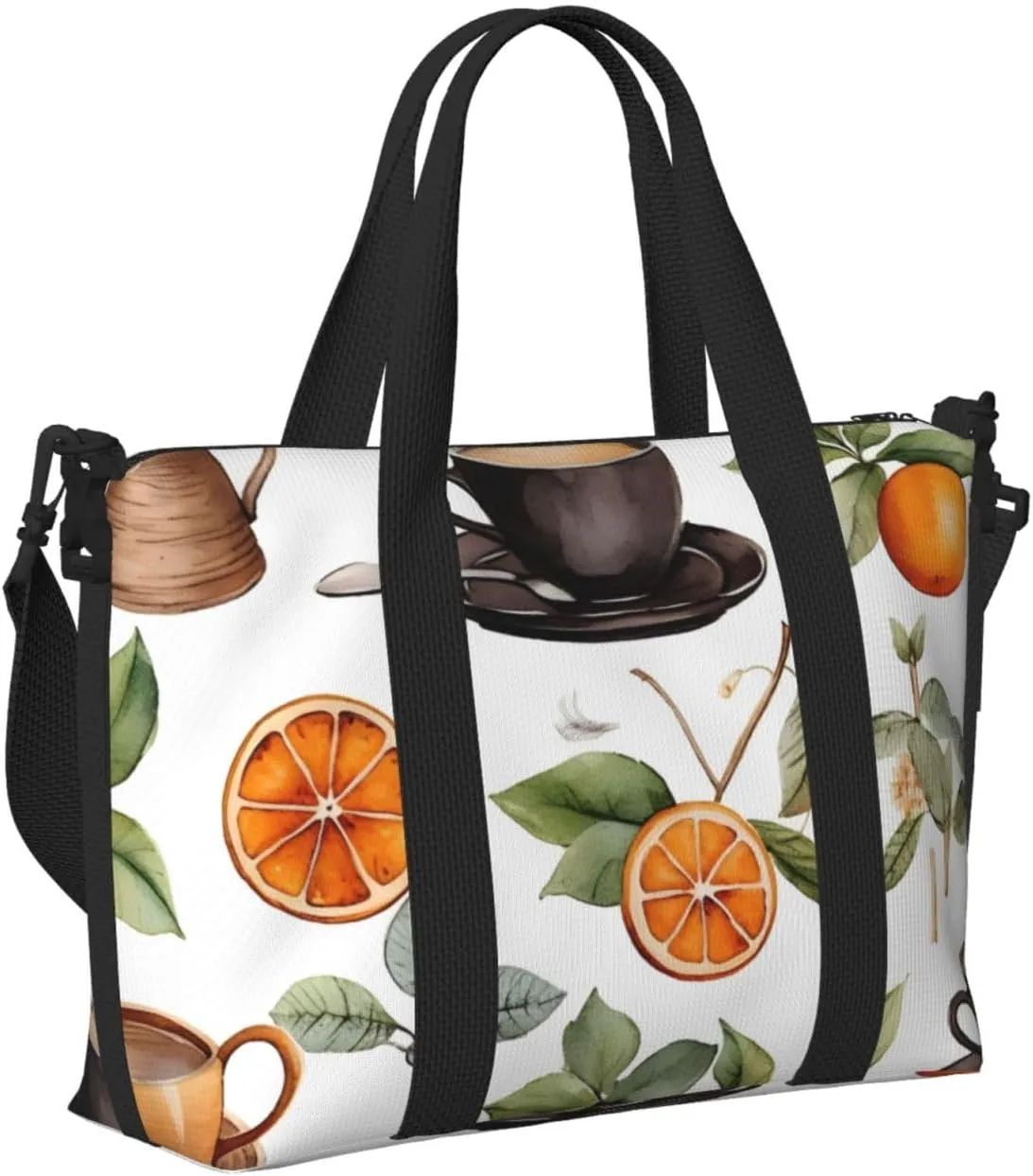 Travel Duffle Bag Orange Coffee Weekender Overnight Bags Luggage Bag for Women Men Waterproof Sports Gym Bag Hand Bag with Shoulder Strap