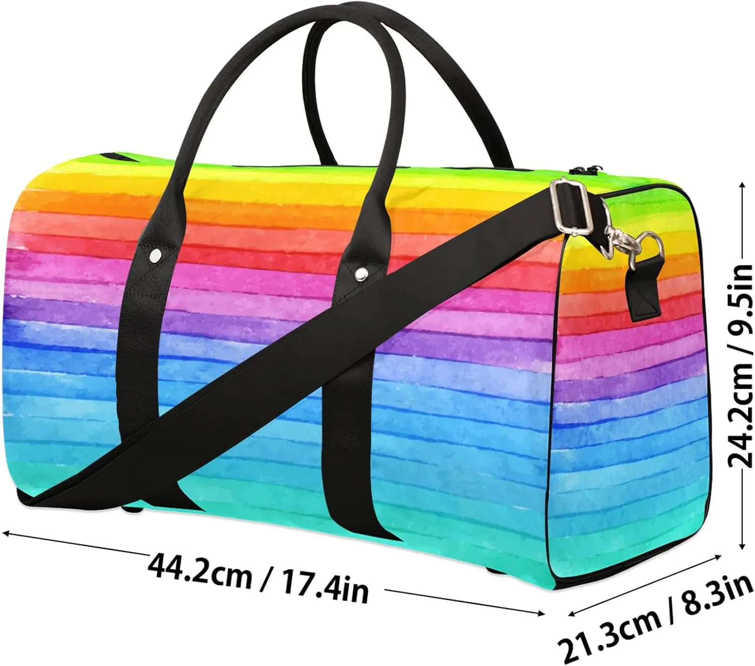Travel Duffle Bag Rainbow Stripe Texture Sports Gym Bags for Women Men Weekender Overnight Bags Waterproof Carry On Tote Bag Workout Bag for Dance Swimming Yoga Hospital