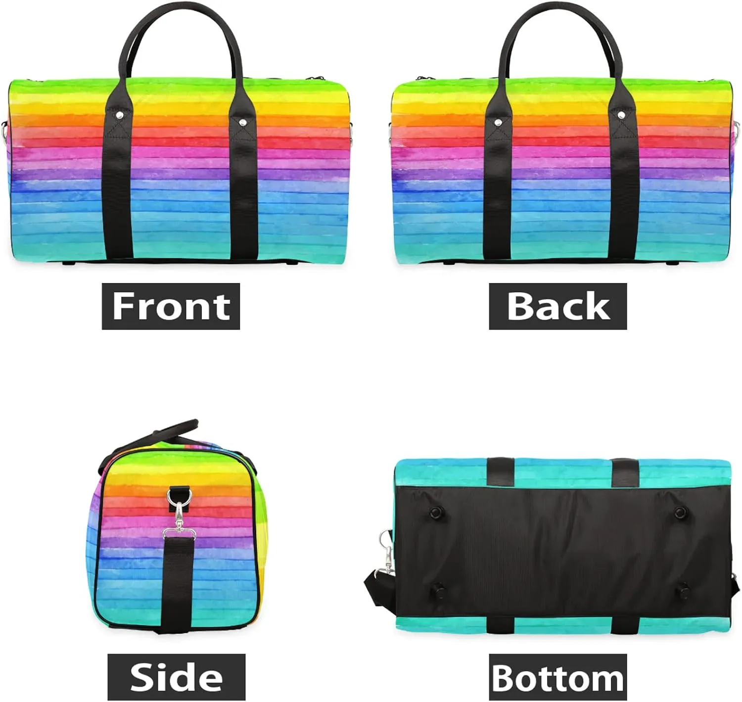 Travel Duffle Bag Rainbow Stripe Texture Sports Gym Bags for Women Men Weekender Overnight Bags Waterproof Carry On Tote Bag Workout Bag for Dance Swimming Yoga Hospital