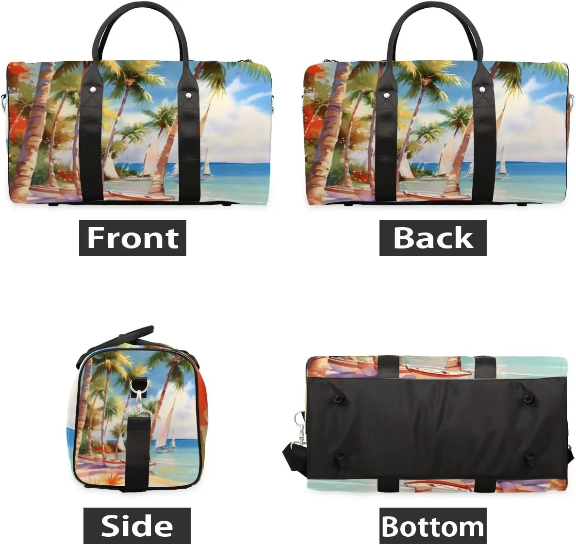 Travel Duffle Bag Seaside Coconut Tree Gym Bags for Men Women Travel Duffel Bags with Adjustable Shoulder Strap Carry On Weekender Bag