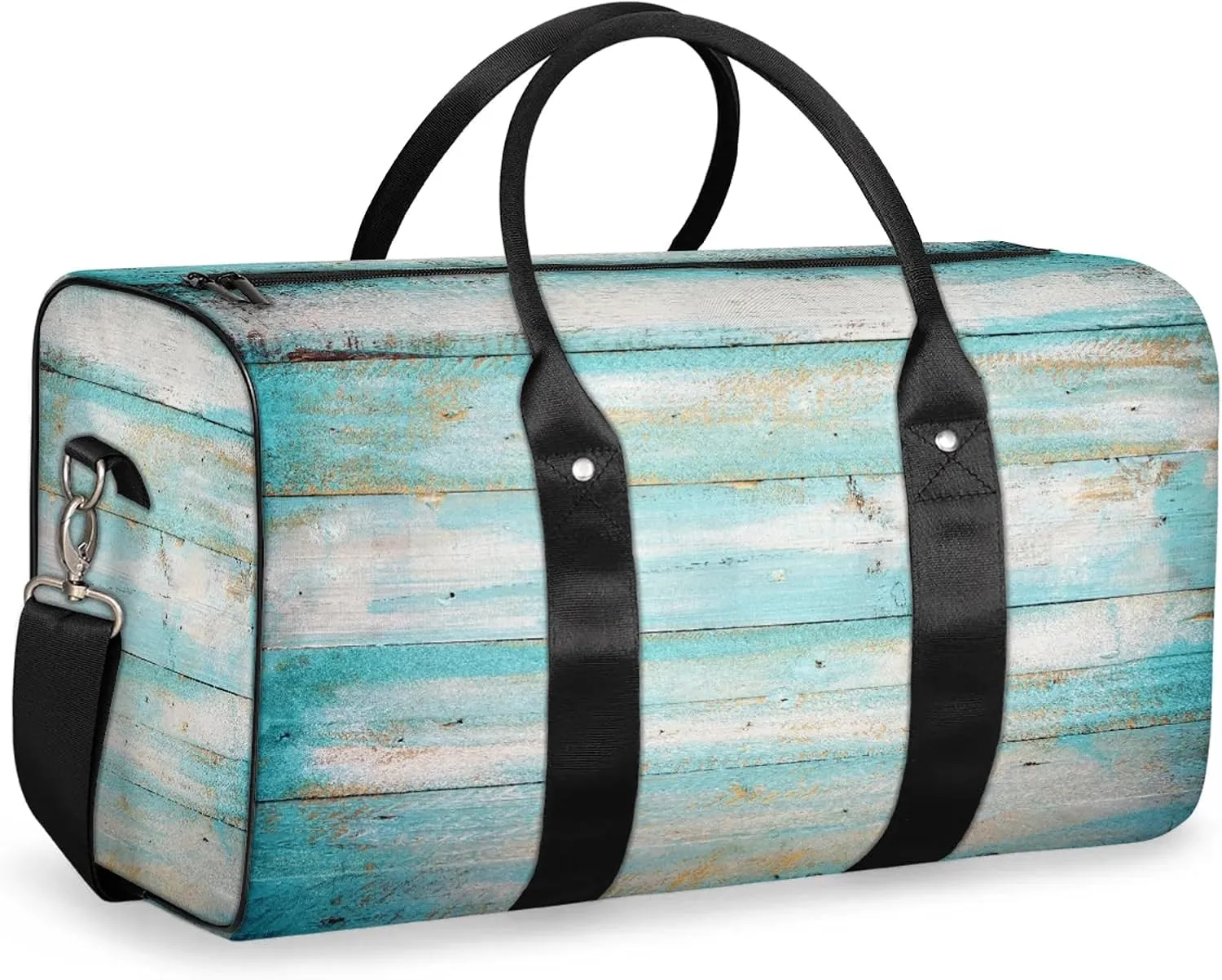 Travel Duffle Bag Wood Modern Teal Sports Gym Bags for Women Men Weekender Overnight Bags Waterproof Carry On Tote Bag Workout Bag for Dance Swimming Yoga Hospital