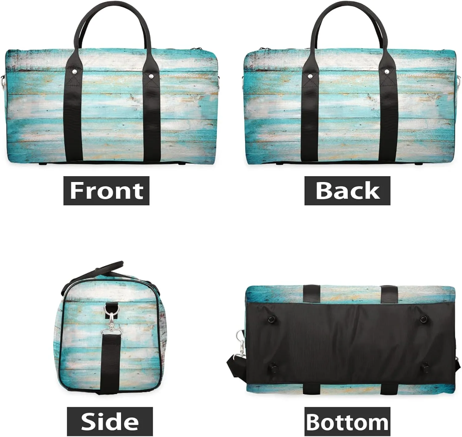 Travel Duffle Bag Wood Modern Teal Sports Gym Bags for Women Men Weekender Overnight Bags Waterproof Carry On Tote Bag Workout Bag for Dance Swimming Yoga Hospital