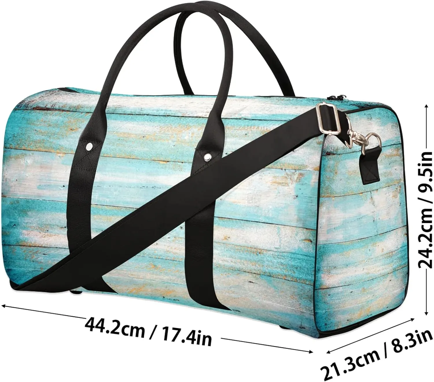 Travel Duffle Bag Wood Modern Teal Sports Gym Bags for Women Men Weekender Overnight Bags Waterproof Carry On Tote Bag Workout Bag for Dance Swimming Yoga Hospital