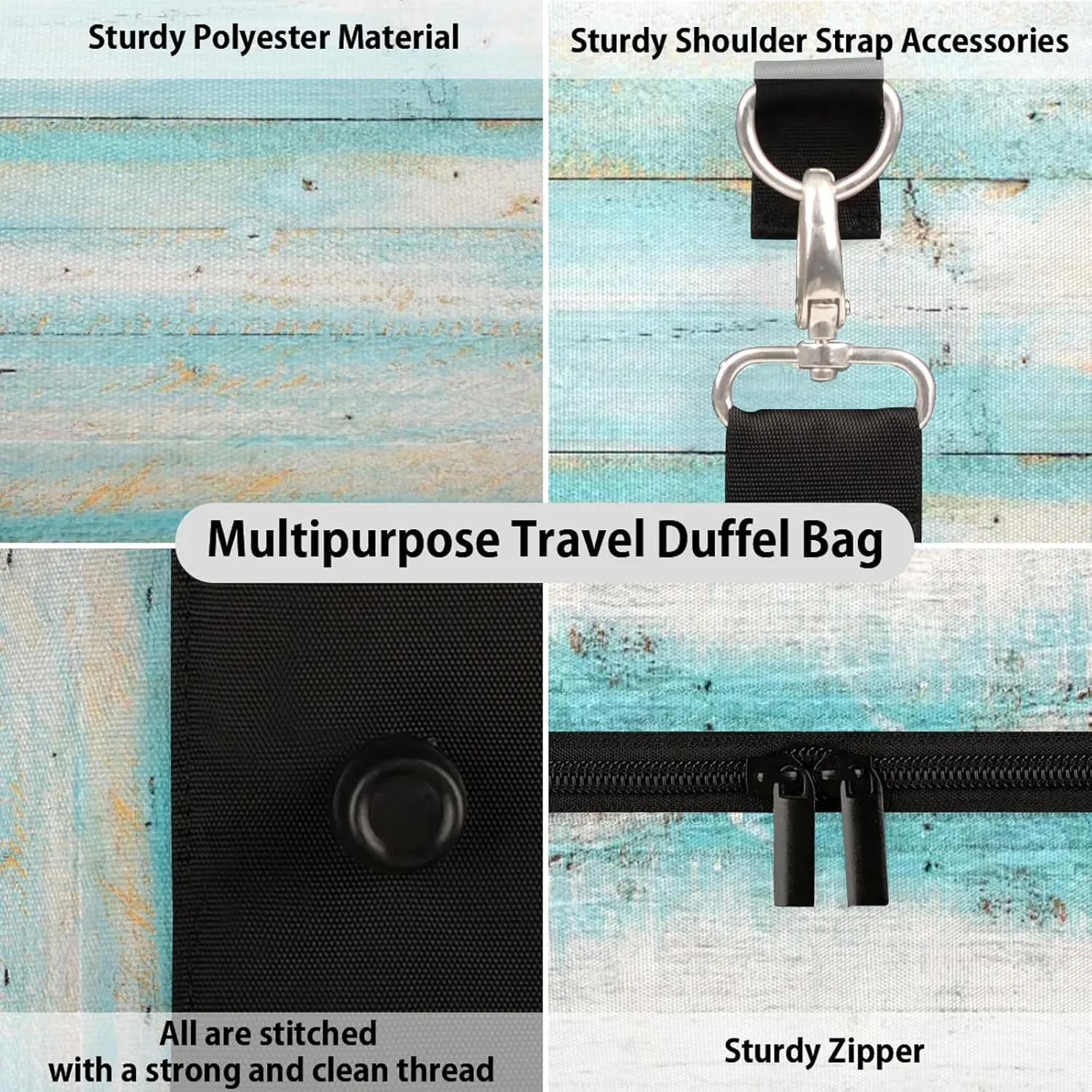 Travel Duffle Bag Wood Modern Teal Sports Gym Bags for Women Men Weekender Overnight Bags Waterproof Carry On Tote Bag Workout Bag for Dance Swimming Yoga Hospital