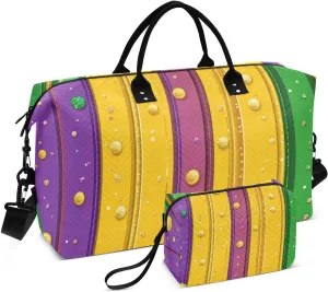 Travel Hand Bag Mardi Gras Carnival Carry On Personal Item Bag Gym Duffel Bag with Adjustable Strap for Hiking Foldable