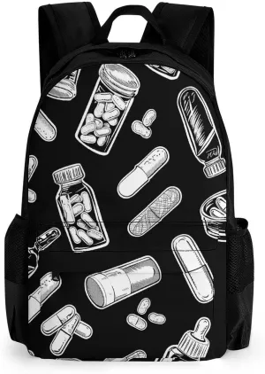 Travel Laptop Backpacks for Men Women,Bottles And Plaster Printed Computer Bag Travel Work Rucksack Ergonomic Shoulder Straps