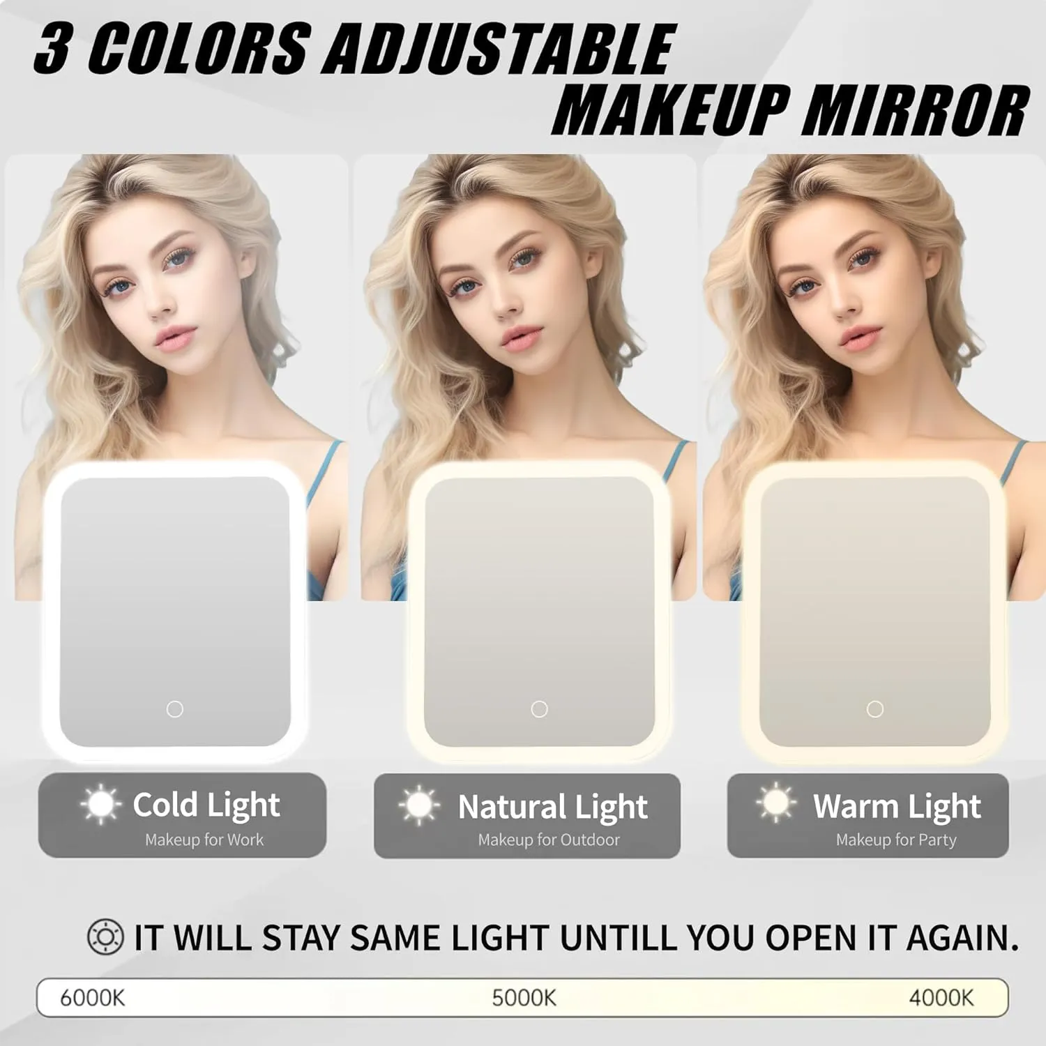 Travel Makeup Bag with Mirror and Light, Cosmetic Artist Organizer Case with LED Mirror, Travel Makeup Case for Cosmetic Brush Holder Storage, Toiletry Case for Women Gift