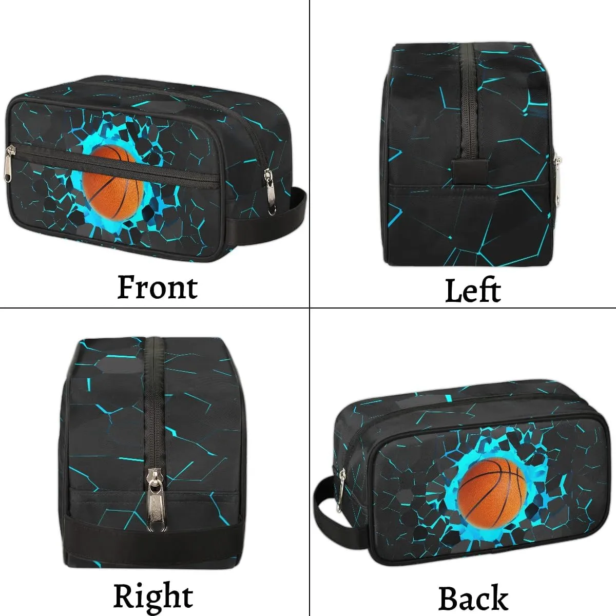 Travel Toiletry Bag for Boys Kids, Waterproof Hanging Dopp Kit for Teens Men, Blue Basketball Cool Switch Carrying Case Compatible with Nintendo Switch and New Switch OLED Console