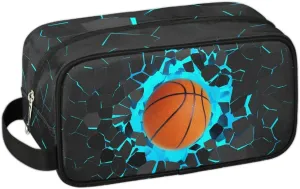 Travel Toiletry Bag for Boys Kids, Waterproof Hanging Dopp Kit for Teens Men, Blue Basketball Cool Switch Carrying Case Compatible with Nintendo Switch and New Switch OLED Console