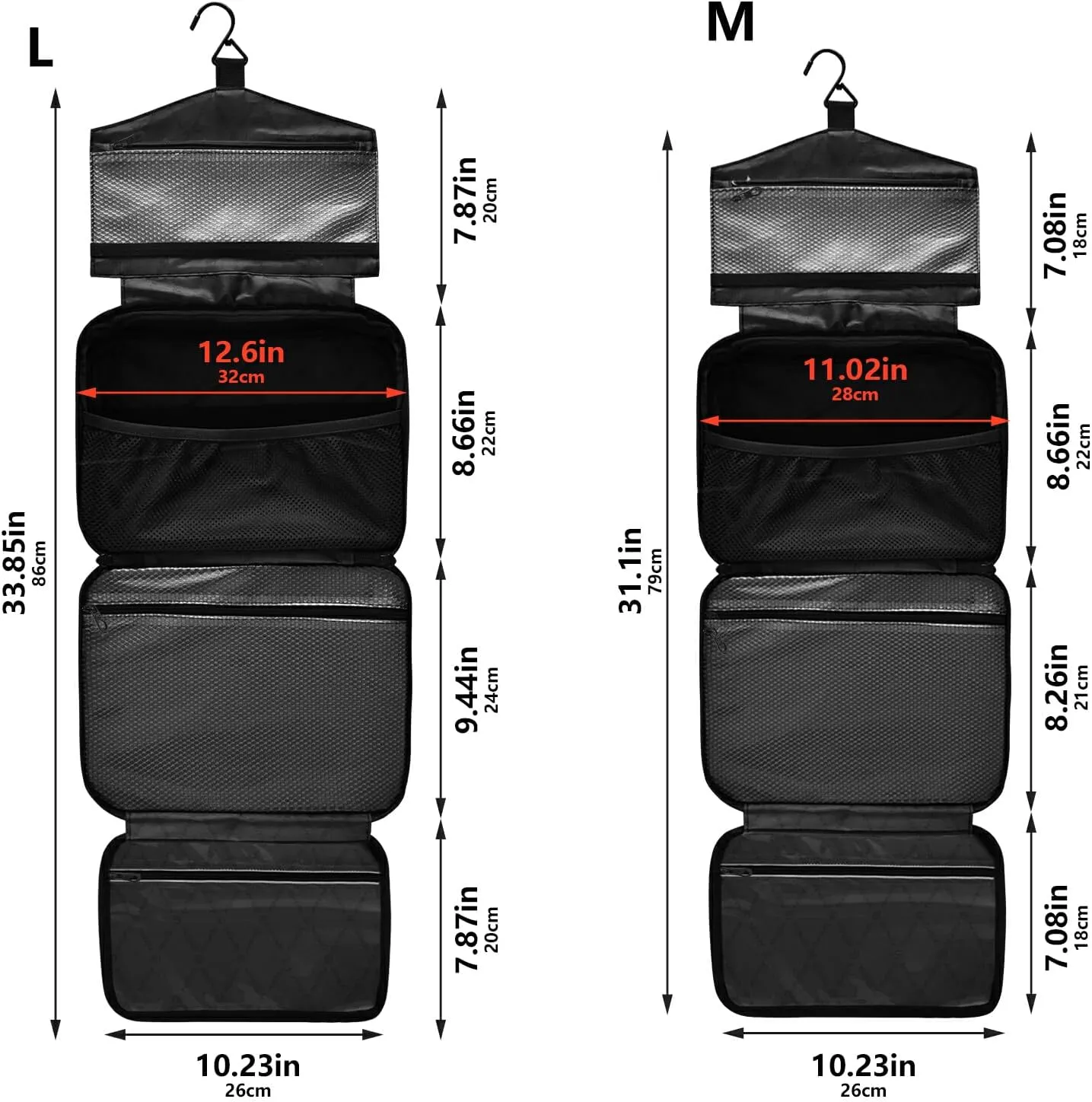 Travel Toiletry Bag Hanging Cosmetic Bag Compact Toiletry Bag with Large Capacity for Women Medium Black