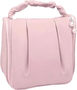 Travel Toiletry Bag with Hanging Hook, Lightweight and Portable Cosmetic Bag for Women, Small Makeup Bag for travelling Pink