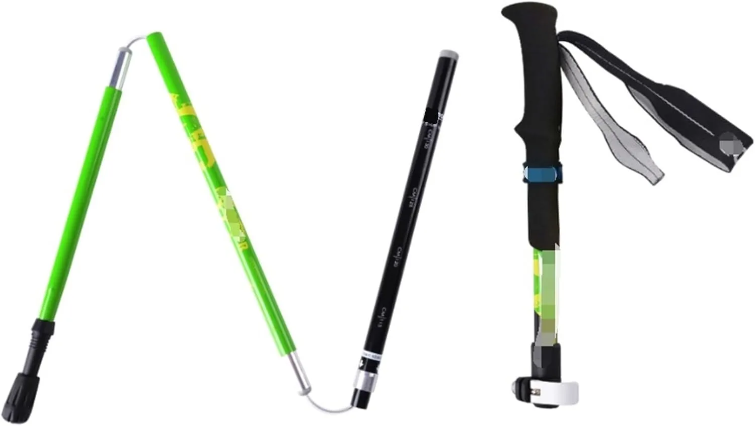 Travel Trekking Pole Outdoor Carbon Fiber Trekking Poles Walking Climbing Poles Telescopic Foldable Sticks Outdoor Activities(Green)