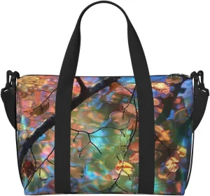 tree branches colorful leaves print Travel Duffel Bag, Sports Tote Gym Bag, Swim Pool Bag Large Shoulder Tote Bag for Beach Weekender