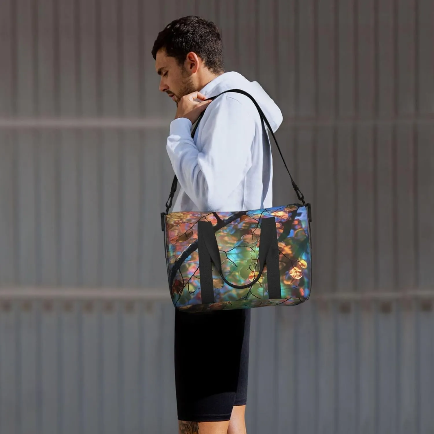 tree branches colorful leaves print Travel Duffel Bag, Sports Tote Gym Bag, Swim Pool Bag Large Shoulder Tote Bag for Beach Weekender