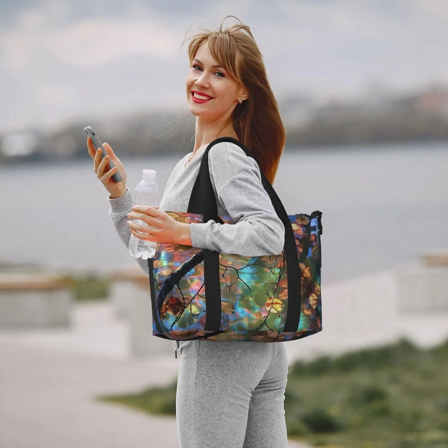 tree branches colorful leaves print Travel Duffel Bag, Sports Tote Gym Bag, Swim Pool Bag Large Shoulder Tote Bag for Beach Weekender