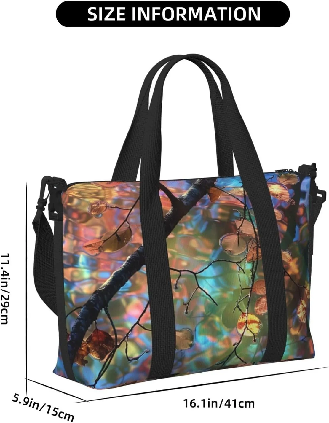 tree branches colorful leaves print Travel Duffel Bag, Sports Tote Gym Bag, Swim Pool Bag Large Shoulder Tote Bag for Beach Weekender