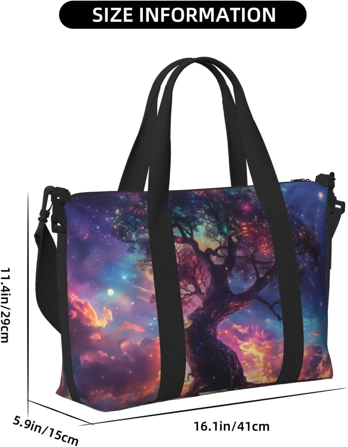 tree with roots print Travel Duffel Bag, Sports Tote Gym Bag, Swim Pool Bag Large Shoulder Tote Bag for Beach Weekender