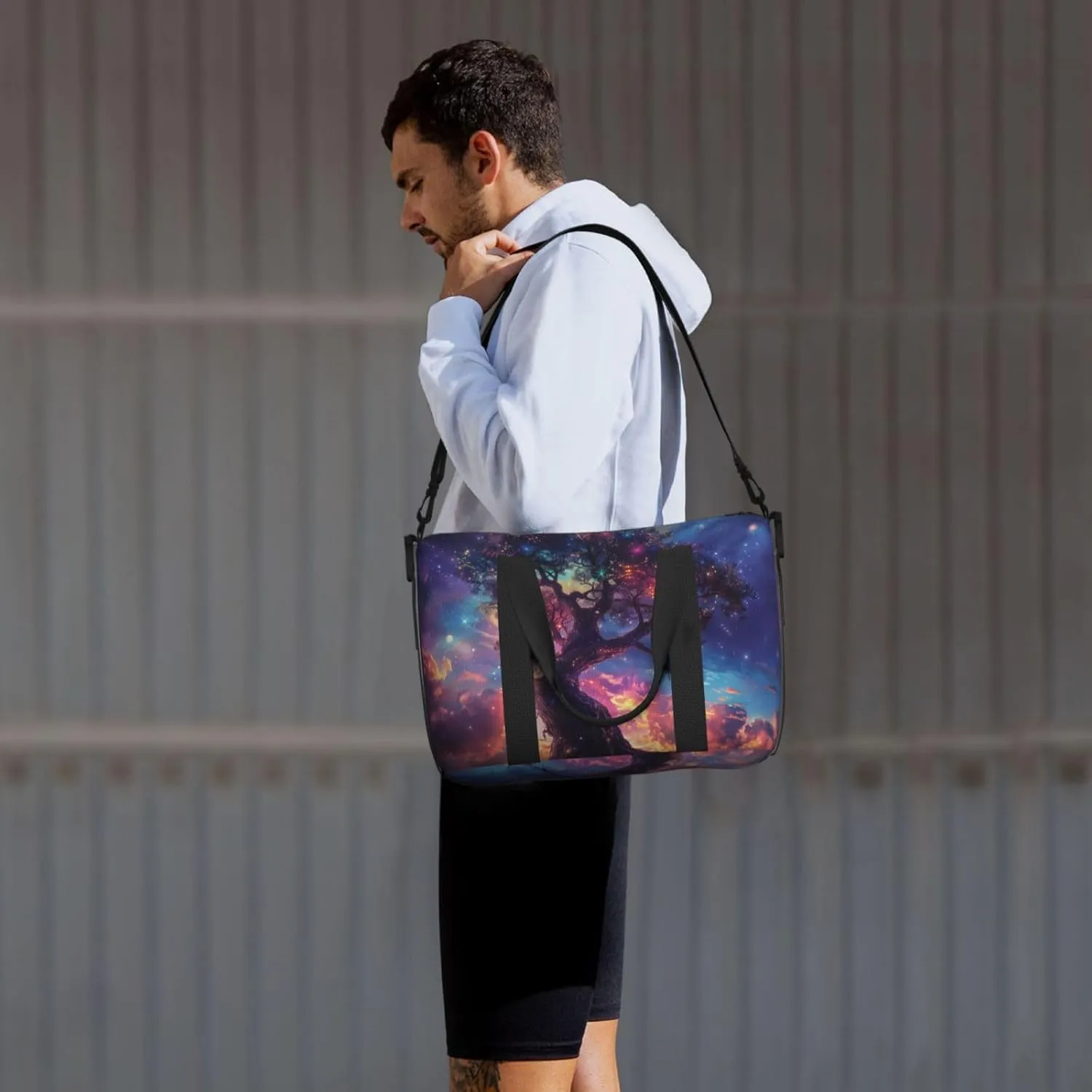 tree with roots print Travel Duffel Bag, Sports Tote Gym Bag, Swim Pool Bag Large Shoulder Tote Bag for Beach Weekender