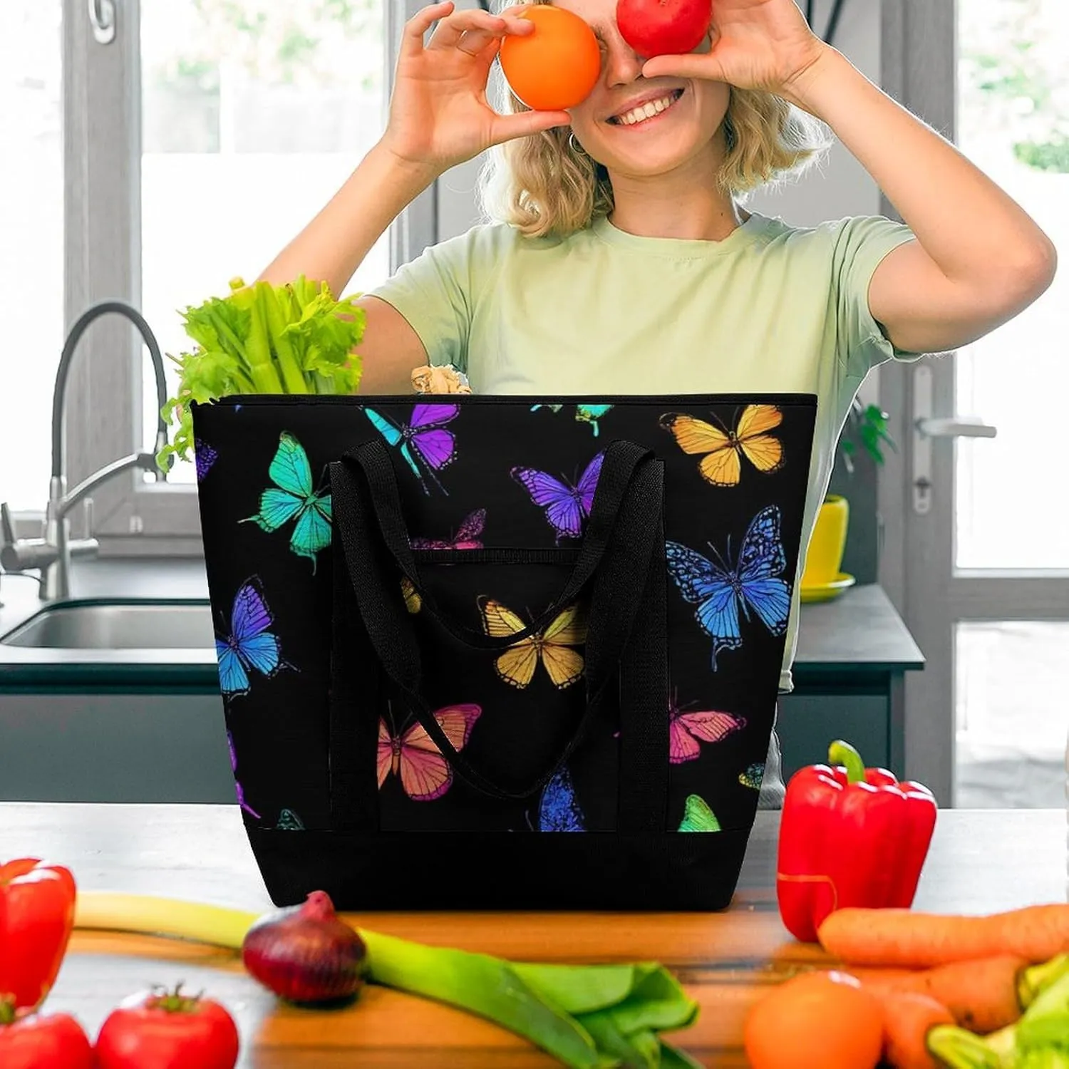 Trendy Commuter Tote Bag Large Insulated Shopping Bag For Travel