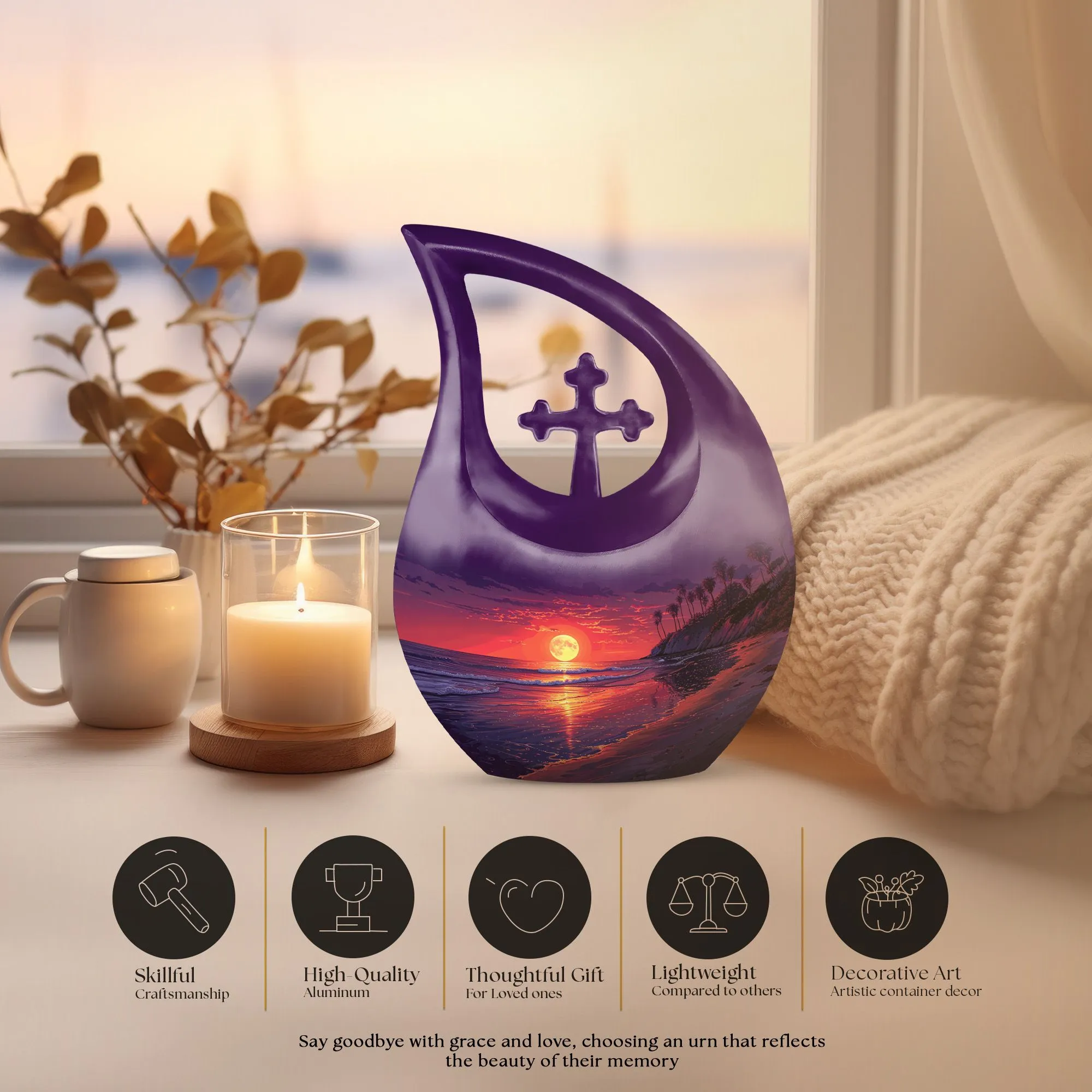 Tropical Twilight Memorial Urn For Human Ashes
