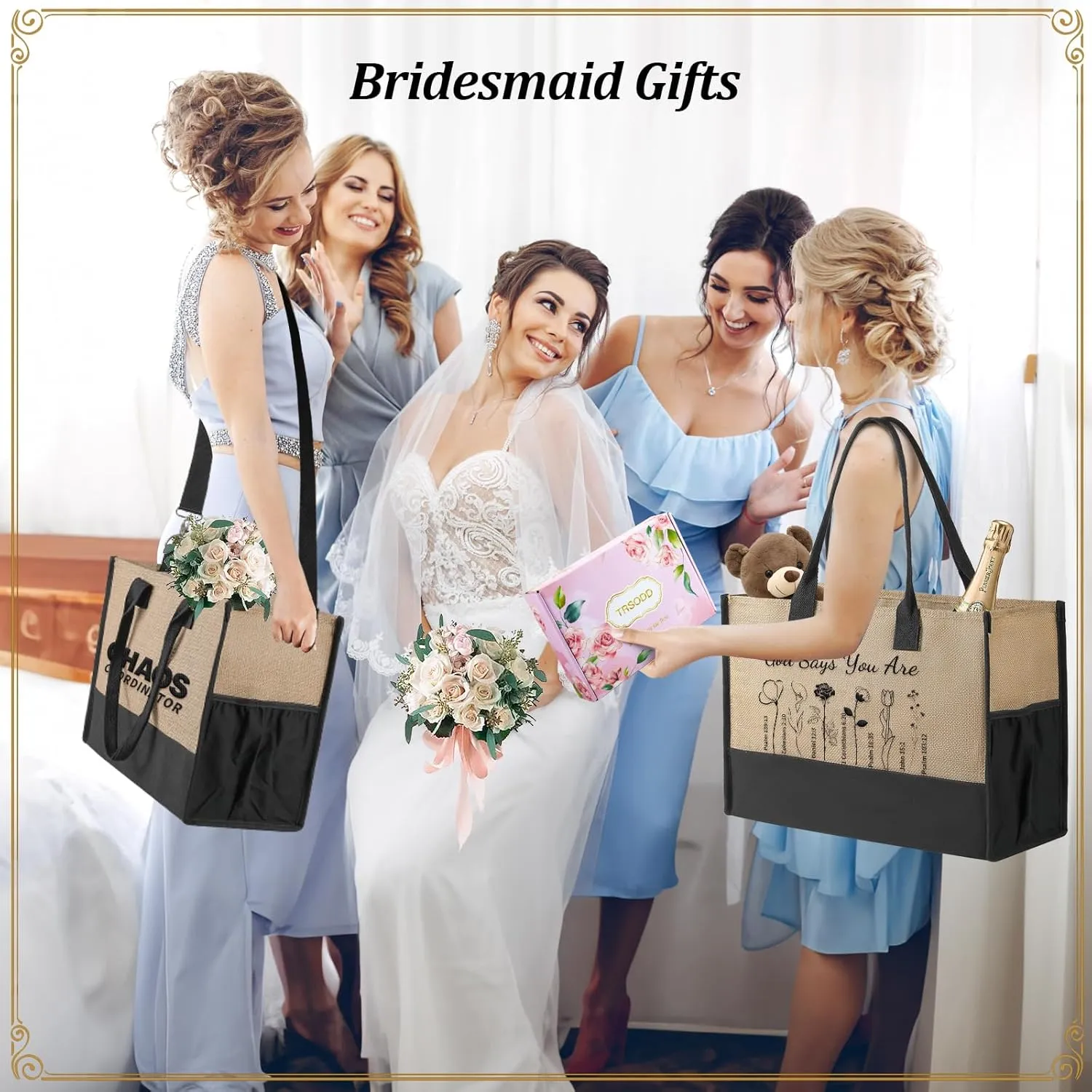 TRSODD Christian Gifts for Women Christian Mothers Day God Says You Are Birthday Gifts for Women Jute Tote Bag and Makeup Bag