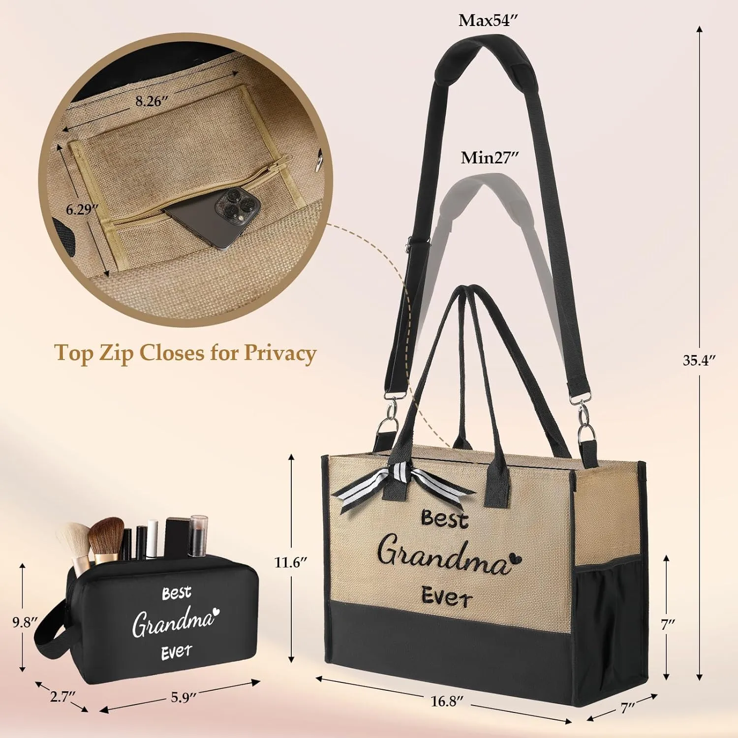 TRSODD Christian Gifts for Women Christian Mothers Day God Says You Are Birthday Gifts for Women Jute Tote Bag and Makeup Bag