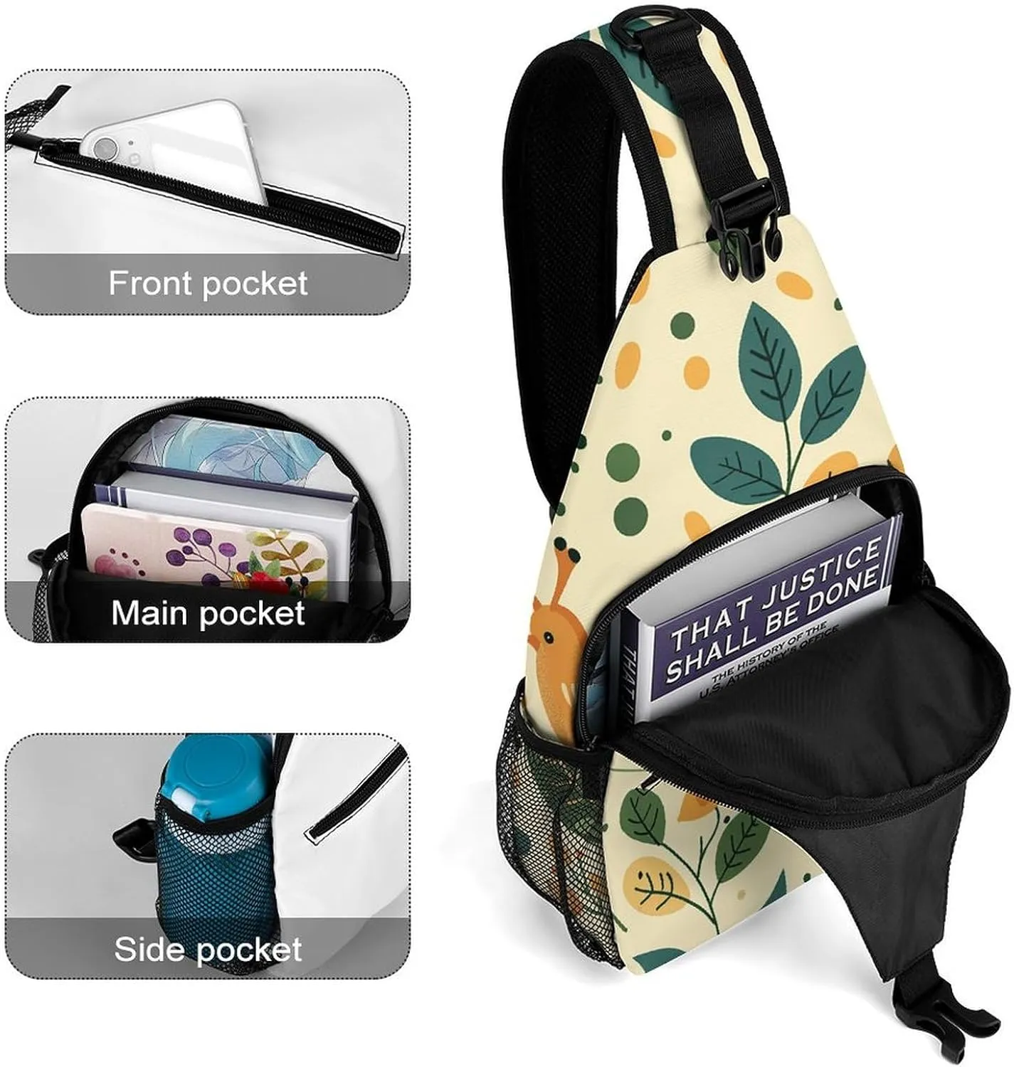 Truck Creative Pattern Sling Bag Lightweight Crossbody Chest Pack Travel Shoulder Bag with Adjustable Strap