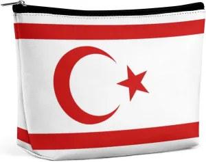 Turkish Republic Northern Cyprus Flag Travel-Friendly Cosmetic Bag Makeup Organizer Pouch for Women and Girls
