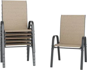 UDPATIO Patio Chairs Set of 6, Stackable Outdoor Dining Chairs for All Weather, Outdoor Furniture with Breathable Textilene Fabric, 350LBS Capacity, for Garden, Backyard, Deck (Brown)