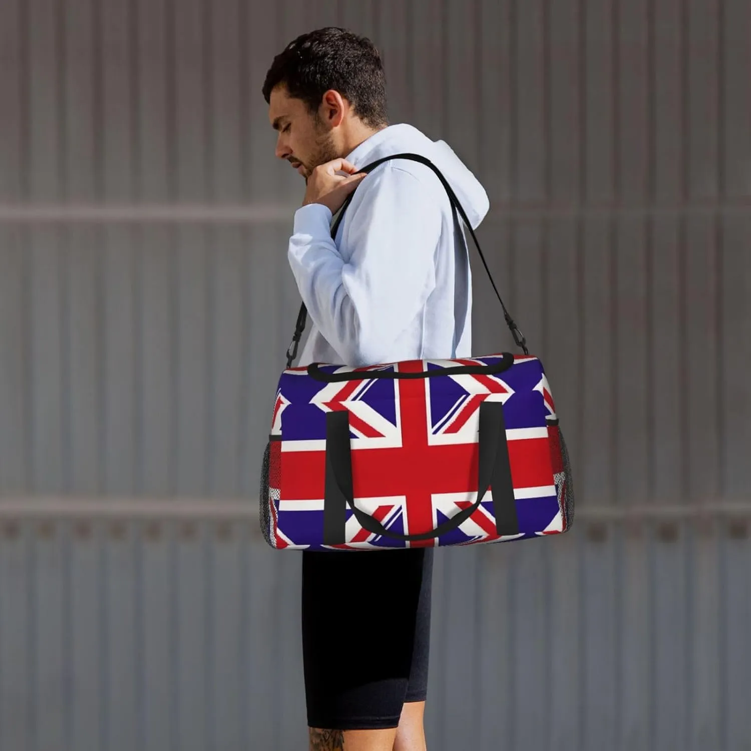 Uk Flag Travel Duffel Bag With Zippers And Handles, Big Foldable Duffle Bag For Family Vacations