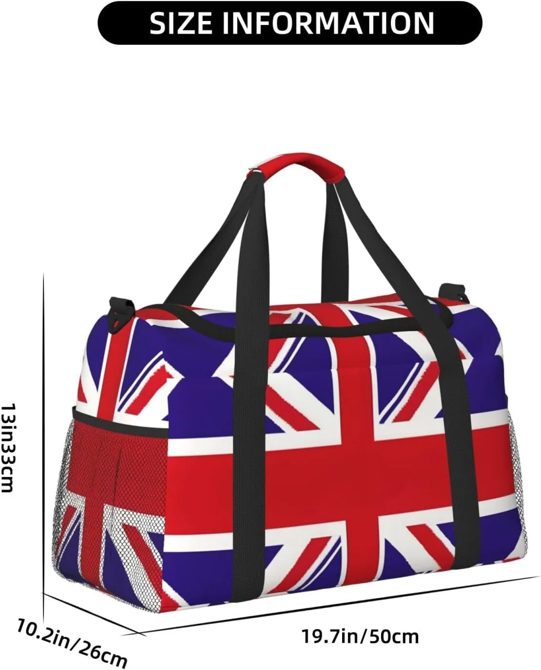 Uk Flag Travel Duffel Bag With Zippers And Handles, Big Foldable Duffle Bag For Family Vacations