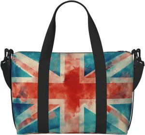 union jack flag print Travel Duffel Bag, Sports Tote Gym Bag, Swim Pool Bag Large Shoulder Tote Bag for Beach Weekender
