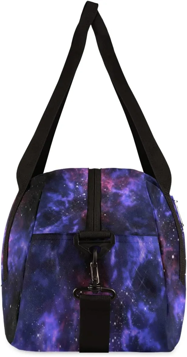 Universe Galaxy Star Space Gym Bag for Women Men, Small Travel Duffel Bag for Sports Getaway Overnight Bag Lightweight Weekender Bags Workout Bag Dance Bag for Boys Girls Kids Teens