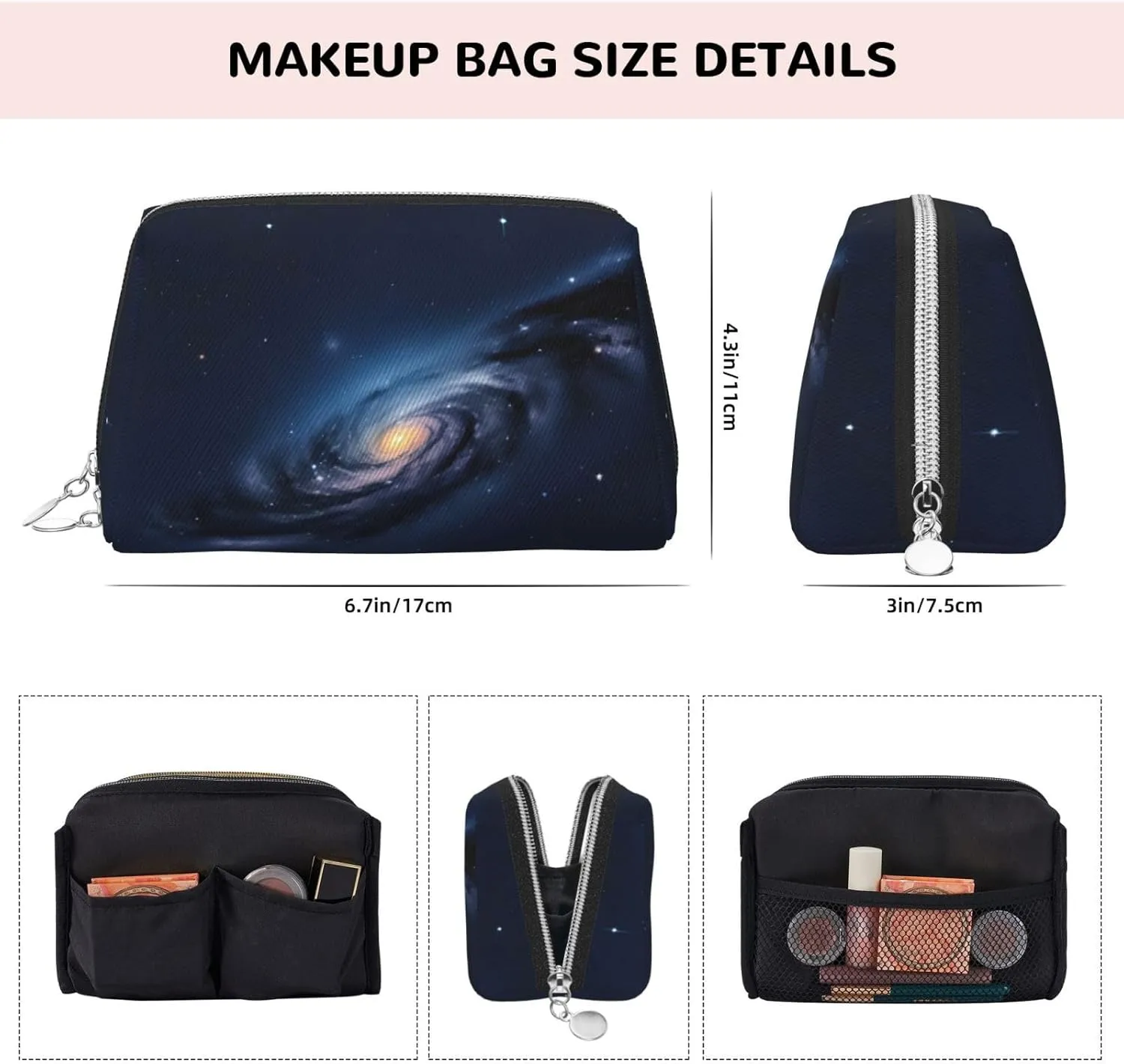 Universe Milky Way Galaxy Travel-Ready Toiletry Bag, Compact Makeup Organizer For Women