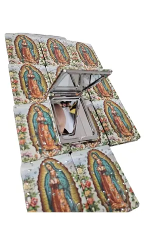 Unknown Ladies Compact Makeup Cosmetic Mirror with Guadalupe Image (12pcs, 2.8" x 2.8", Silver)