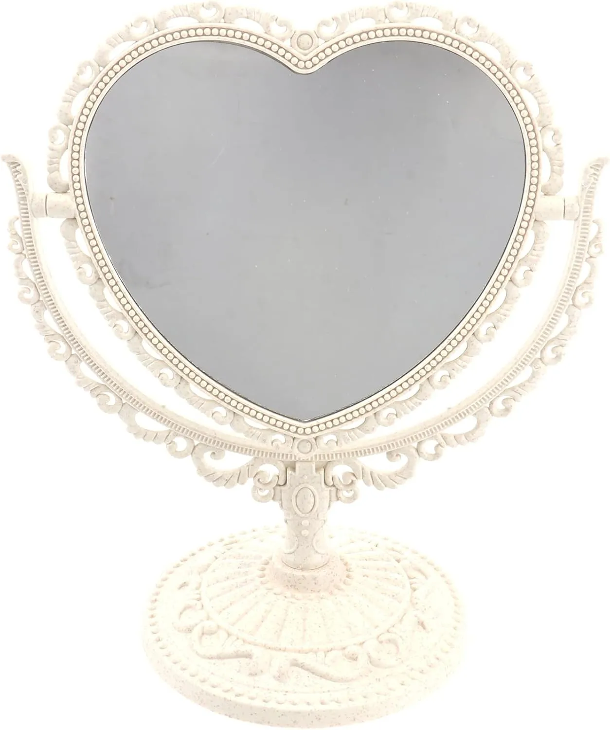 Uonlytech Desk Mirror Heart Shaped Cosmetic Mirror 2X Magnification Heart Shape Mirror Bathroom Bedroom Vanity Mirror for Dressing Bathroom Bedroom White Desk