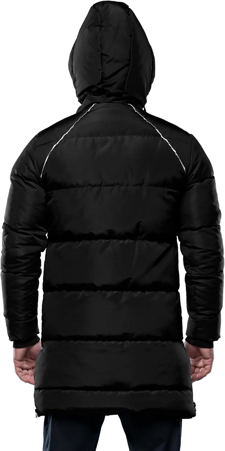URBAN BUCK Mens Faux Fur Trimmed Hood Puffer Jacket Midweight Winter Down Windproof & Water Repellent Men Climbing Jackets