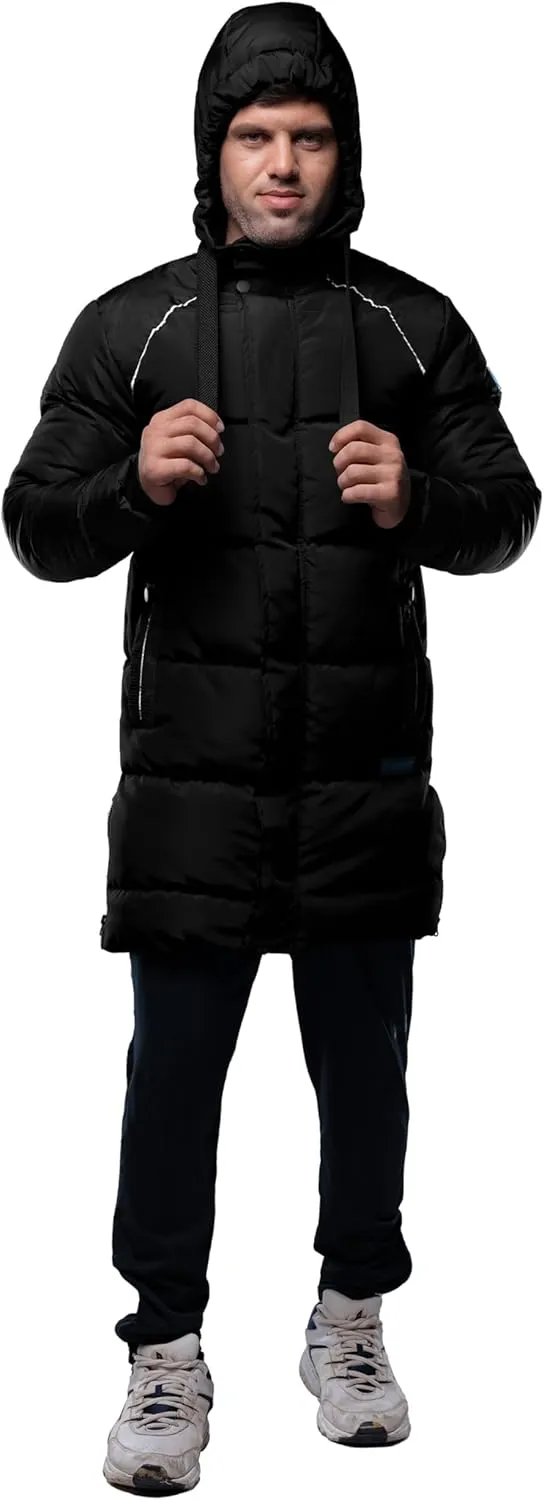 URBAN BUCK Mens Faux Fur Trimmed Hood Puffer Jacket Midweight Winter Down Windproof & Water Repellent Men Climbing Jackets