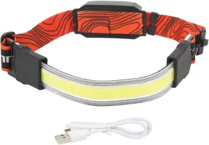 USB Rechargeable Headlamp, 230° Wide Beam, Ergonomic, LED, Red Warning Light, for Outdoor Activities, Hiking, Running, Fishing