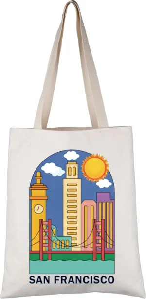 VAMSII San Francisco Tote Bag San Francisco Souvenirs Gifts Retro San Francisco Shoulder Bag San Francisco Vocation Gifts