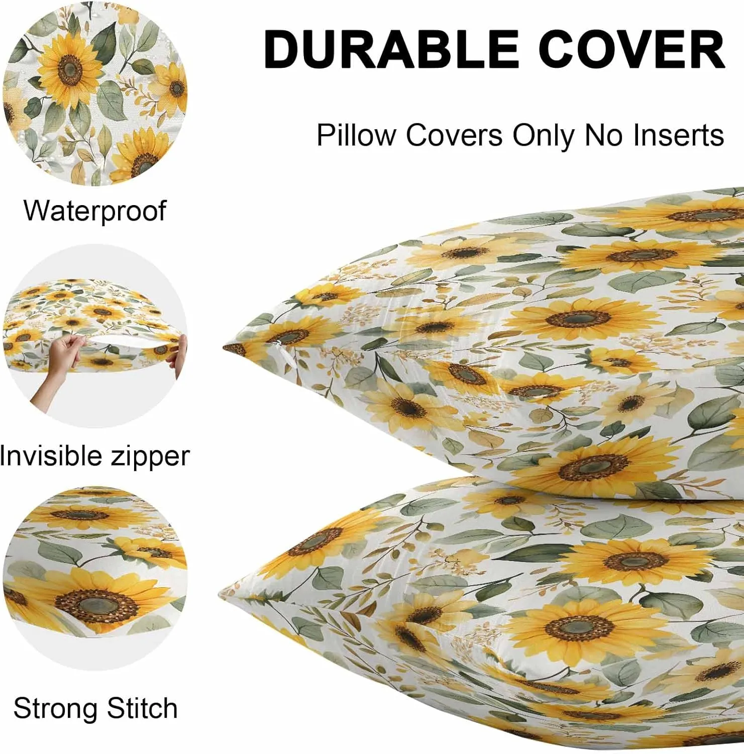 Vandarllin Outdoor Throw Pillows Covers 20x20 inch Set of 2 Waterproof Sunflower Decorative Zippered Cushion Covers for Patio Furniture, Village Art Lumbar Pillowcases
