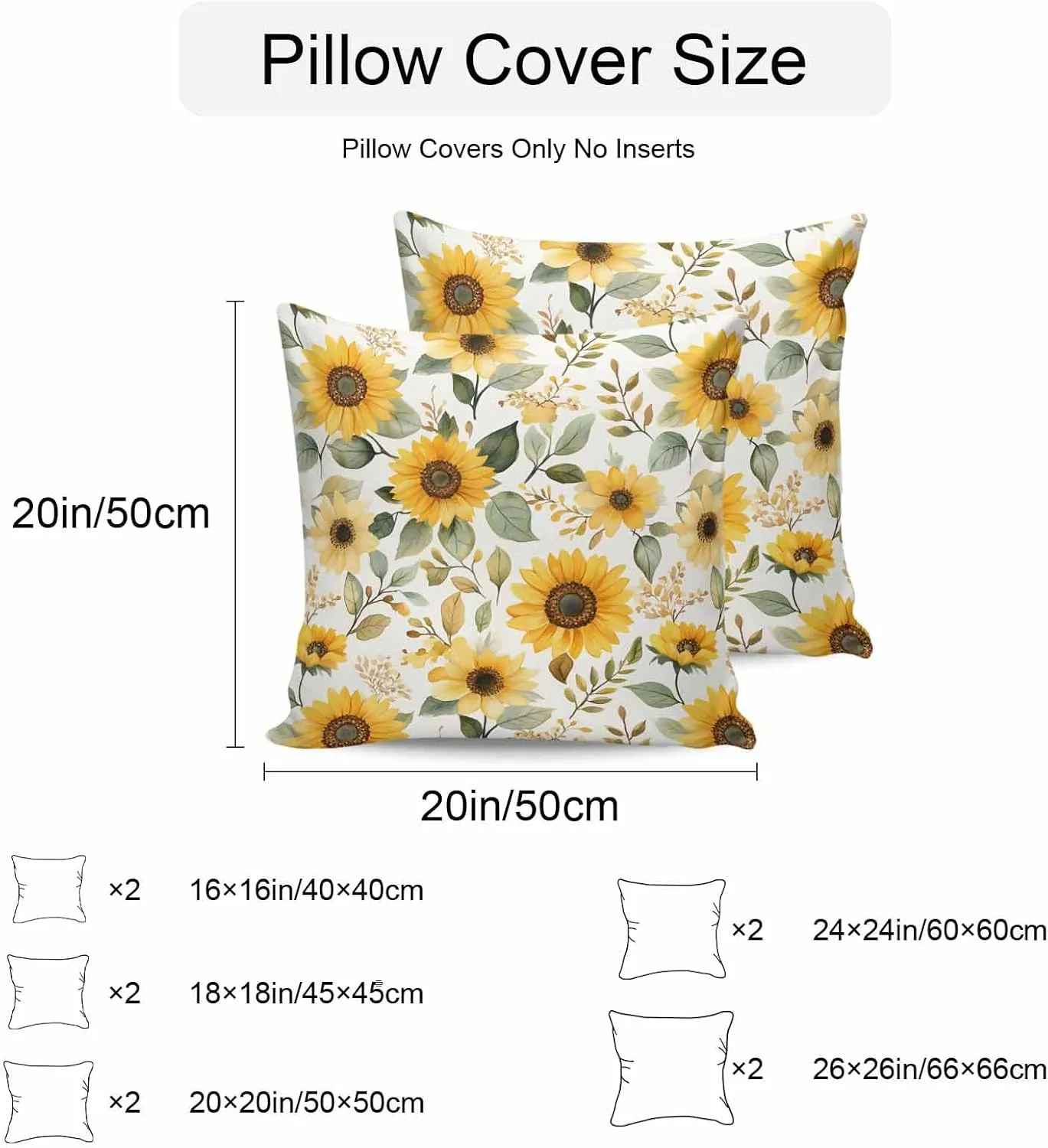 Vandarllin Outdoor Throw Pillows Covers 20x20 inch Set of 2 Waterproof Sunflower Decorative Zippered Cushion Covers for Patio Furniture, Village Art Lumbar Pillowcases