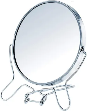 Vanity Mirror 4" Round Makeup Cosmetic Mirror 360 Degree Rotation Two Side Mirror Magnifier Stainless Steel Frame Makeup Mirrors (Color : Silver)