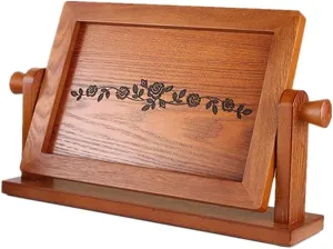 Vanity Mirror Chinese Style Wooden Makeup Mirror Vanity Mirror Beauty Mirror Bedroom Desktop Wooden Square Retro HD Makeup Mirror Household Cosmetic Mirror