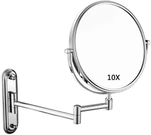 Vanity Mirror, Makeup Mirror Vanity Mirror Wall-Mounted Shaving Mirror Magnification Double-Sided Round Bathroom Swivel Extendable Cosmetic Mirror