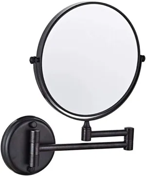 Vanity Mirror Wall Mount, Bathroom Mirror 8inch Makeup Mirror Round Double Sided Cosmetic Mirror Extendable Shaving in Bedroom,Black_7X