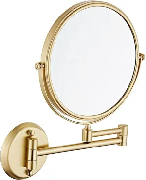 Vanity Mirror, Wall Mounted Makeup Mirror with 5X Magnification, 8 Inch Double Sided Vanity Magnifying Mirror, Cosmetic Mirror Swivel Extendable Shaving Mirror for Bathroom, Brushe