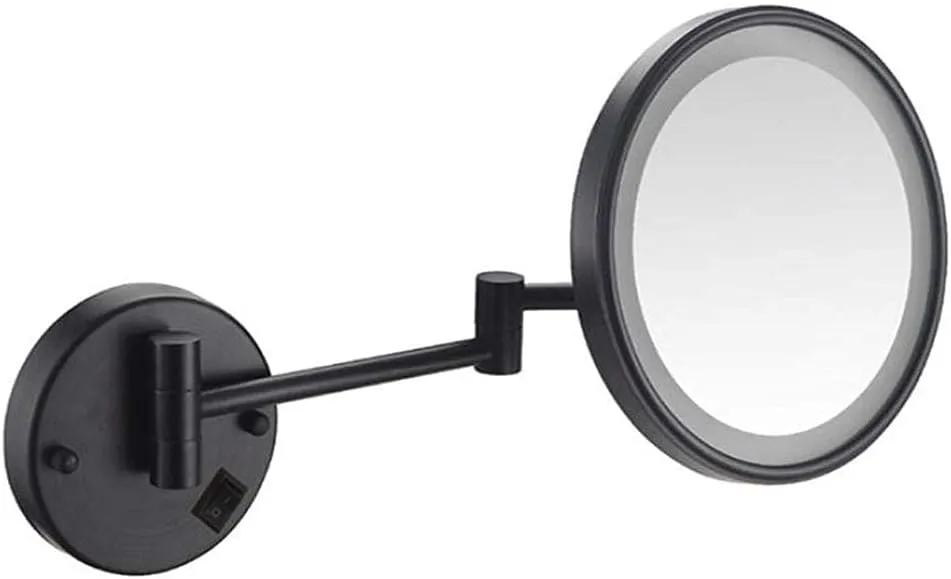 Vanity Mirror with Lights, Makeup Mirror 8inch Wall Mount Cosmetic Mirror Extendable Round Shaving in Bedroom Powered by Plug
